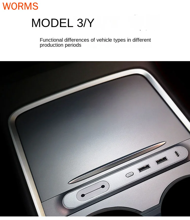 Tesla model 3 / y расширительная докинг станция с централен работещ USB сплитер разширяване HUB аксесоари, зарядно за кола Изображение 3