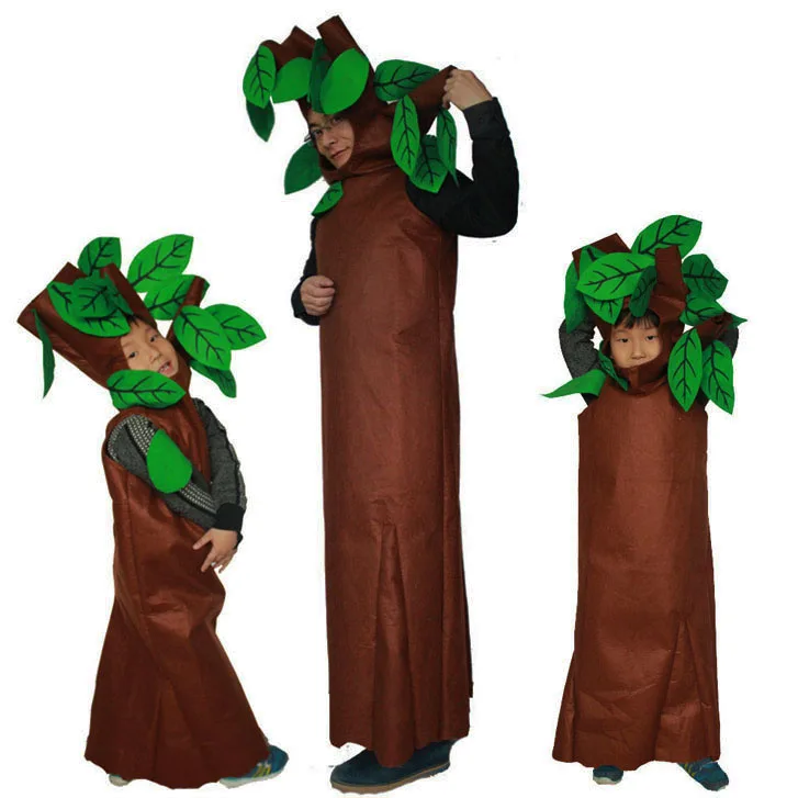 Възрастни и деца Хелоуин Вечерни Зелени Костюми Детски Дървета Cosplay Облекло Празничен Костюм Семеен Костюм Изображение 0