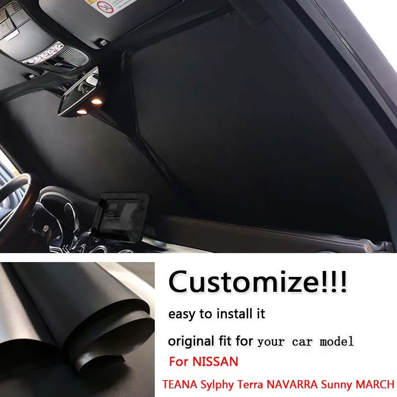 Обичай подходящата Топлоизолационна Анти-UV Авто сенника на Предното Стъкло За NISSAN Qashqai X-Trail PATROL Y62 Murano TIIDA NV200 Изображение 0