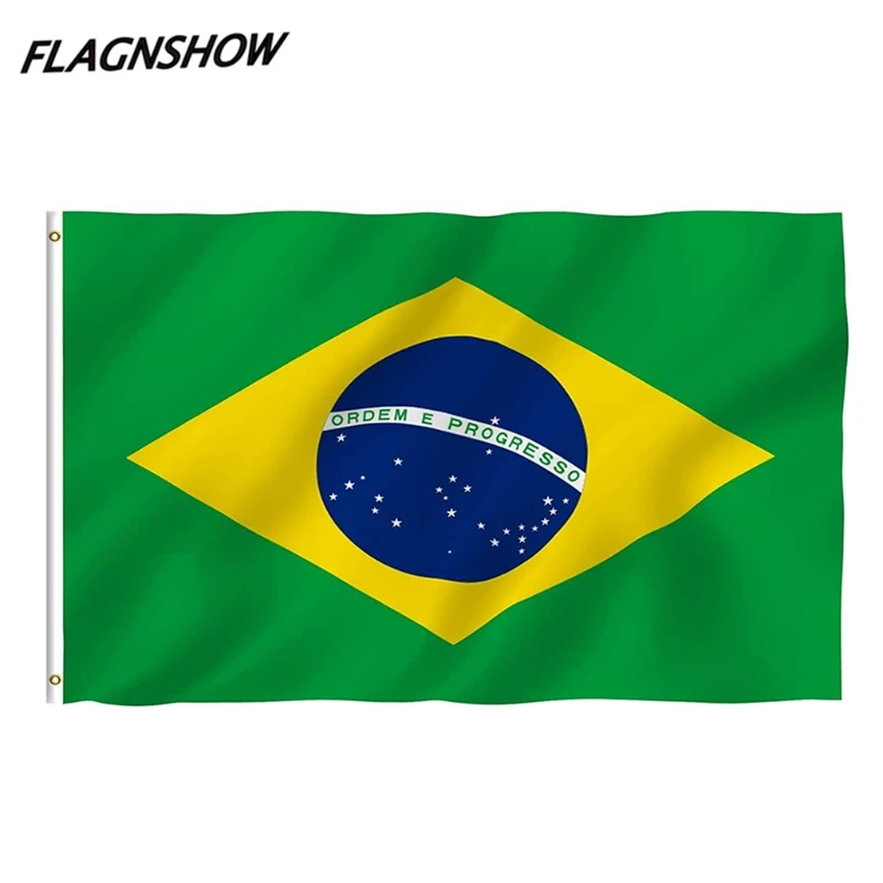 Флаг На Бразилия Банер От Полиэстеровой Тъкан Бразилски Футболен Флаг Мажоретки Националния Флаг На Страната Фестивал За Домашно Вътрешни Външни Декор Изображение 1