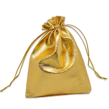 50шт 7x9 9x12 см Регулируема Опаковка Бижута на Тъканта, Чанта Златни на Цвят Дантела Сватбени Чанти За Съхранение на Подаръчни Торбички и Чанти
