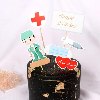 7 бр. медицинска Сестра честит Рожден Ден Торта в цилиндър Д-р Дизайн на Cupcake в цилиндър за Медицински Персонал Рожден Ден Украси за Торта Детски Душ