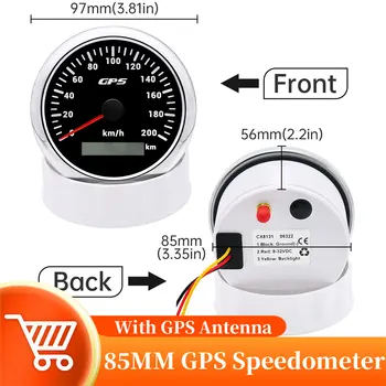 85 mm Универсален GPS за измерване на Скоростта С GPS Антена За Мотоциклет Морски Лодки 200 км/ч за 7 цвята Подсветка LCD Дисплей Километраж В 12/24