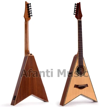 Afanti Music 40-инчов Уникална Акустична китара V-образна форма (AVG-588)