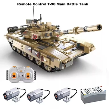 Cada 1722 БР WW2 Военен Военен Дистанционно Управление T90 Танк Техническа Модел Градивни елементи са Съвместими Армейските Тухли, RC Играчки За Деца Момче