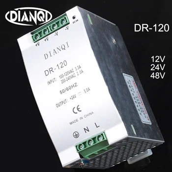  Din-пръчка с един почивен ключа на захранването DR-120W 12V 24V 48V ac dc конвертор за led Лента DR-120-12 DR-120-24 48