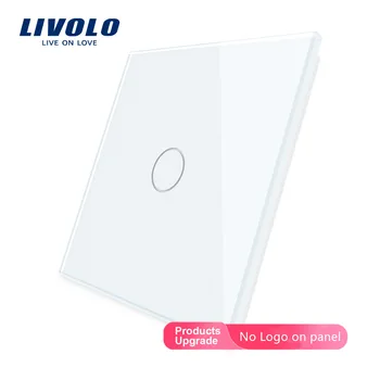 Livolo Луксозно бяло перлена кристалното стъкло, 80 mm * 80 mm, Стандартът на ЕС, Единична стъклен панел за стенен сензорен прекъсвач 1 бандата, VL-C7-C1-11