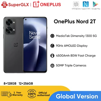OnePlus Nord 2T MTK Dimensity 1300 5G Смартфони 80 W Бързо зареждане на 90 Hz AMOLED Дисплей, Android 50 Mp Тройната Камера на Мобилен Телефон