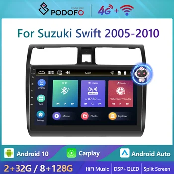 Podofo Android 8 + 128 г Автомобилен Радиоприемник За Suzuki Swift 2005-2010 Авторадио Carplay GPS Навигация 4G WIFI Стерео музикален Плейър AI Глас HiFi