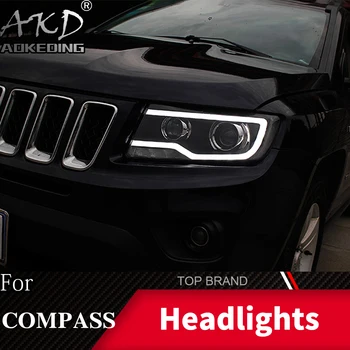 Автомобилен Стайлинг Налобный Фенерче Калъф За Jeep Compass 2011-2016 Grand Cherokee LED Светлини DRL Обектив Двоен Лъч Биксеноновый