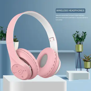 Безжични слушалки Сгъваеми Стерео Портативно Практични Bluetooth-съвместими слушалки 5.1 Macaron за Игри, Удобни в чорап