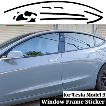 Стикер в Горната Рамка на Колата за Tesla, Модел 3 2017-2022 Аксесоари За Външни Облицовки, PVC Врата копчето Черна Защитно Покритие Ленти