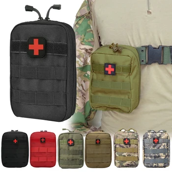 Чанта за Първа Помощ Ловно Оцеляване Военен EDC Пакет Molle Тактическа Поясная Чанта Открит SOS Калъф Армейски Медицински Комплект Колан за Раница