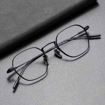 Японски Титанов Очила, Ръчна Изработка На Рамки За Рецепта Реколта Мъжки Слънчеви Очила Полигональные Оптични Очила Дамски Сини Леки Gafas